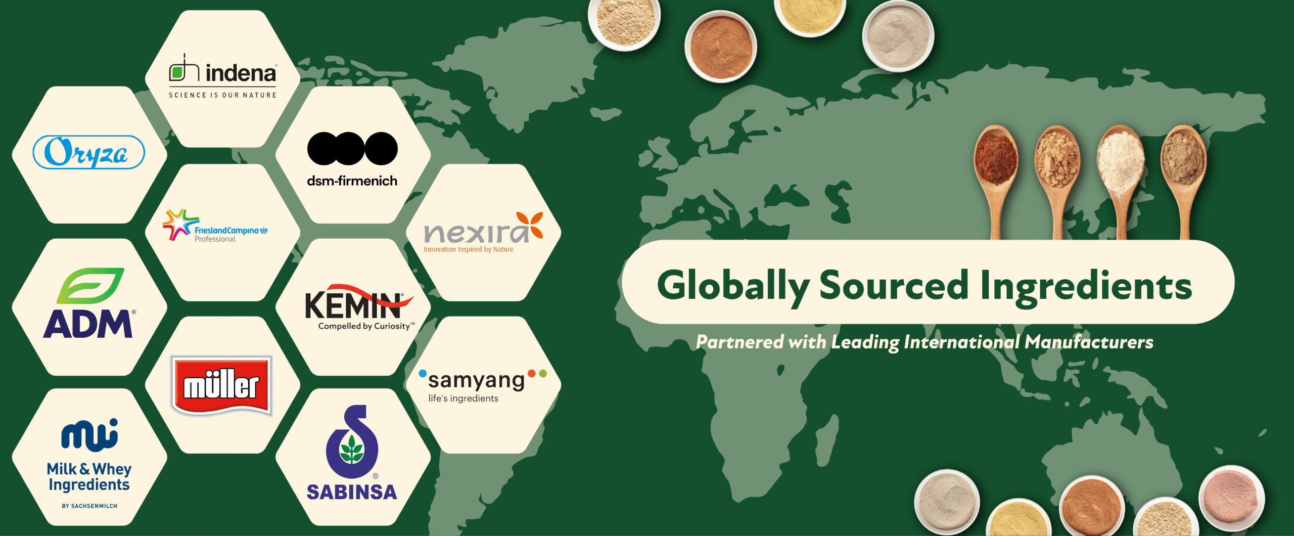 HG BIO sources premium ingredients worldwide and partners with leading global manufacturers.