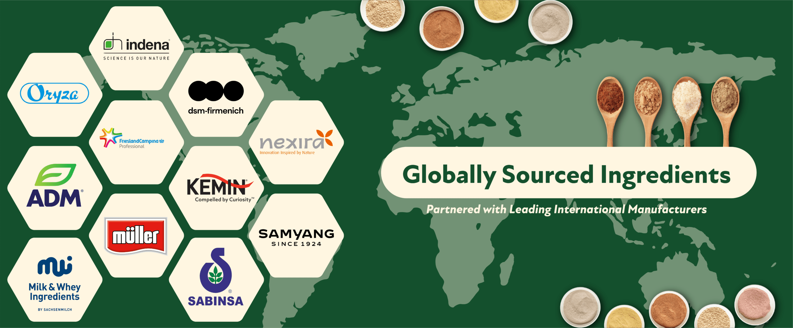 HG BIO sources premium ingredients worldwide and partners with leading global manufacturers.